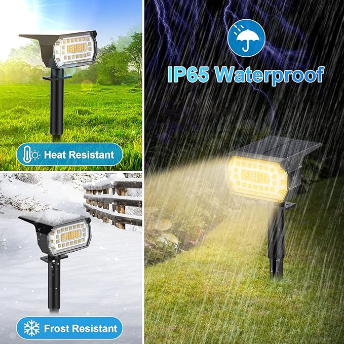 Solar Spot Lights Outdoor, Solar Lights Outdoor IP65 Waterproof, 3 Modes Solar - Image 6