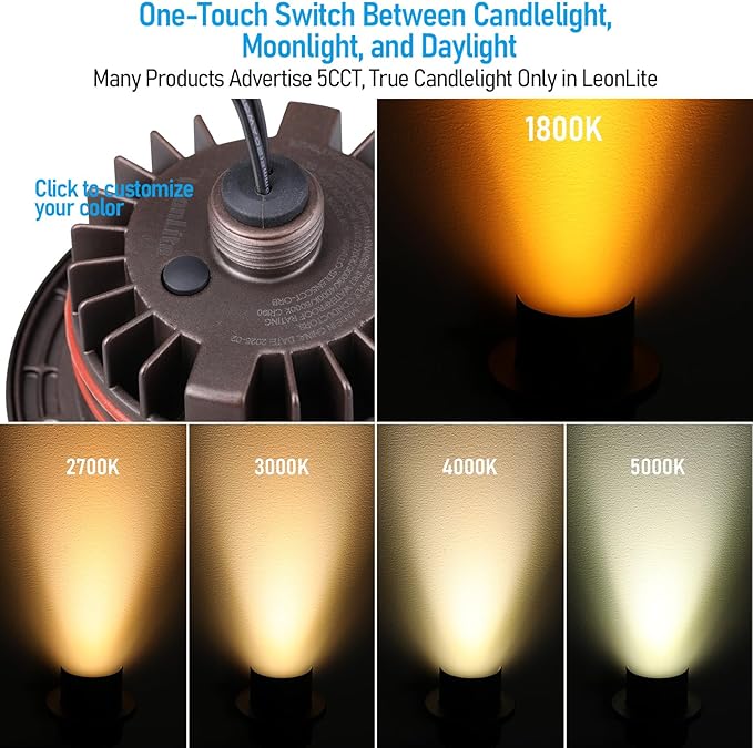 LEONLITE Dia. 4 Inch 5CCT Well Lights Landscape LED In Ground, Shielded Top - Image 3