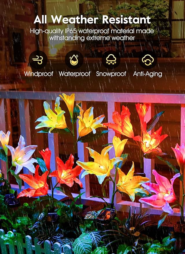 Brightown Solar Lights Outdoor, 4 Pack Solar Garden Lights - Image 5