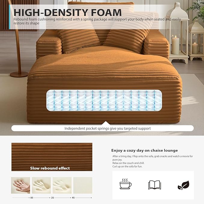 50 Inches Chaise Lounge Indoor, Oversized Chaise Lounge Chair - Image 3
