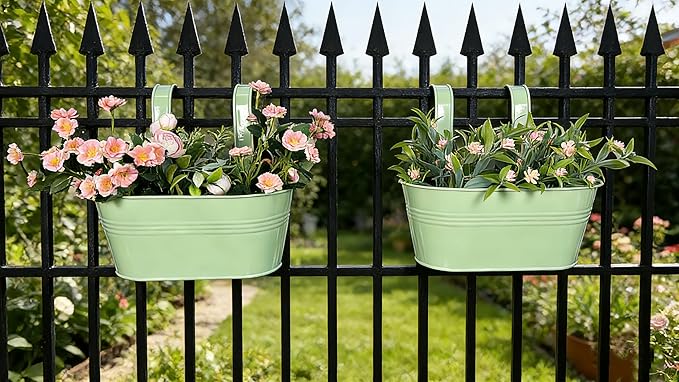 Balcony Hanging Planters Flower Pots, Fence Pot Hanging Plant Holders - Image 2