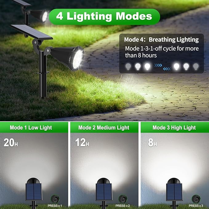 Solar Lights Outdoor Waterproof IP65 180° Adjustable Solar Powered Landscape - Image 3