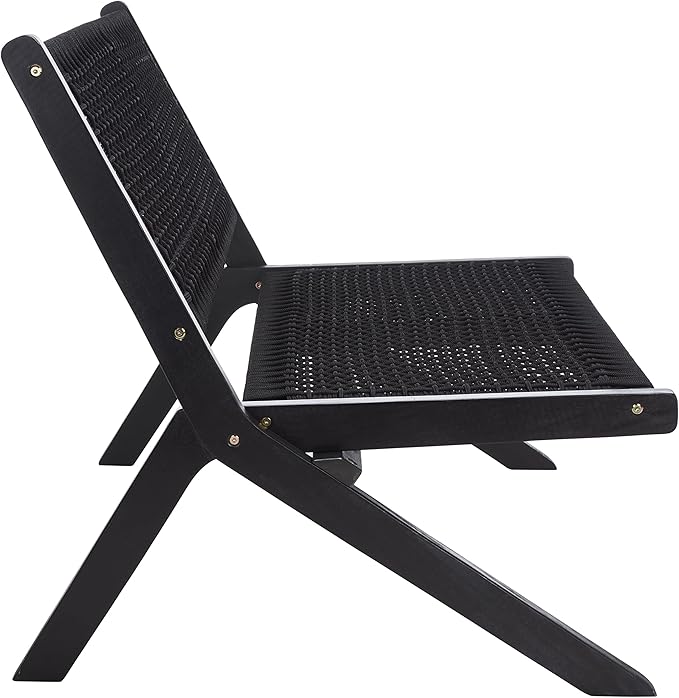 SAFAVIEH Outdoor Collection Kobina Black Acacia Wood/Black Rope Foldable Bench - Image 12