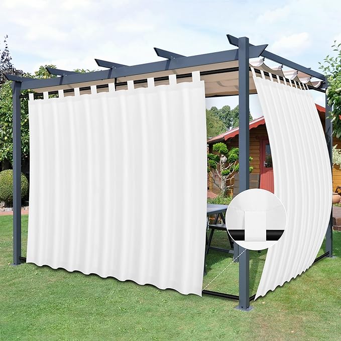 Easy-Going Outdoor Patio Curtains Detachable Tab Top Windproof Weatherproof by Easy-Going