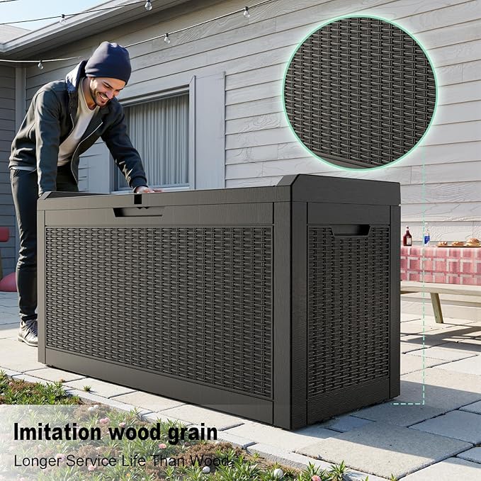 DRATO 60 Gallon Deck Box, Waterproof Resin Large Outdoor Storgae Box - Image 3