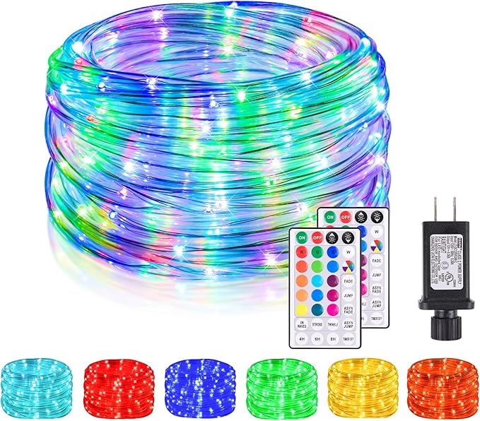 49Ft LED Rope Lights for Outside, 18 Colors Changing Outdoor Fairy String Lights by Nazuwke