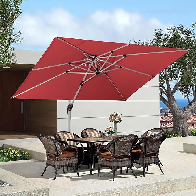 PURPLE LEAF 9' X 11' Patio Umbrella Outdoor Rectangle Umbrella Large Cantilever - Image 2