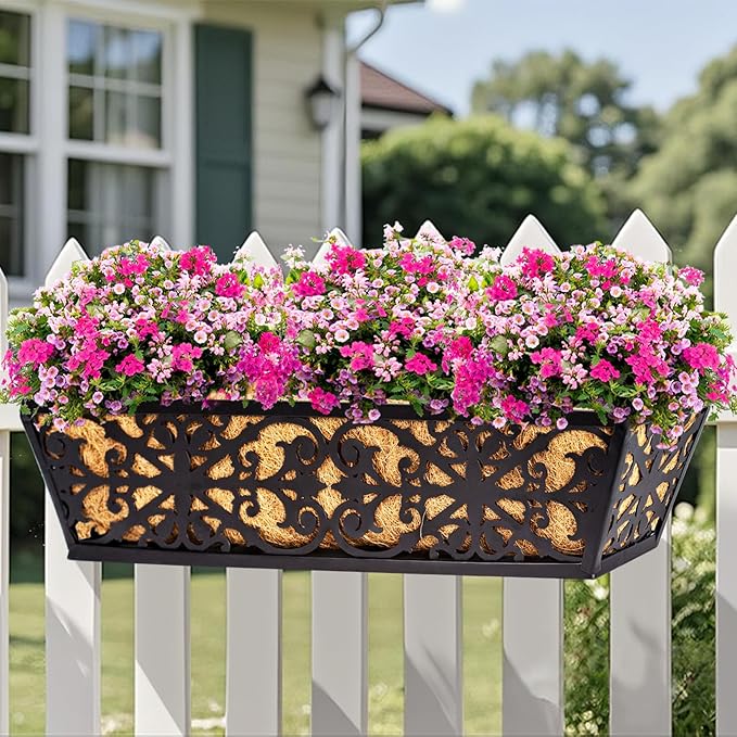 2 Pack 24 Inch Window Boxes Planters Railing Planter Box - Image 2