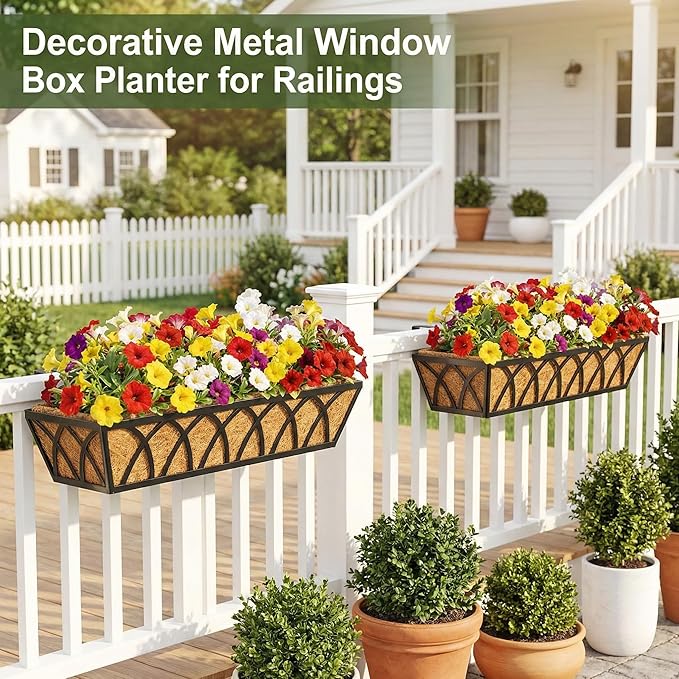 HFHOME 4 Pcs 30" Window Box Deck Railing Planter - Image 3