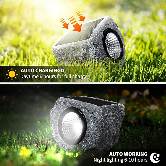 Solar Rock Lights Outdoor 2 Pack, Bright Solar Spotlights Outdoor Waterproof - Image 4