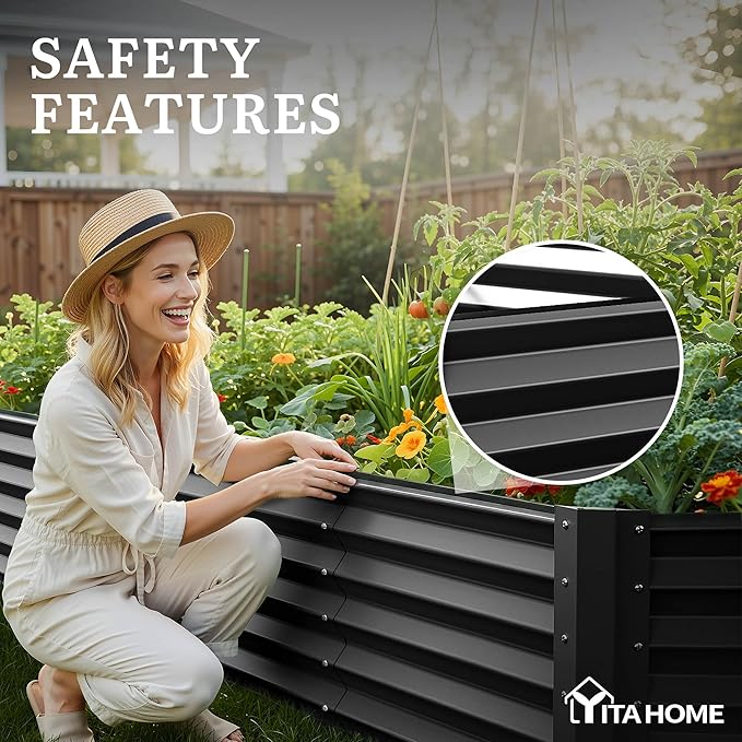 YITAHOME 8x4x1.5ft Large Raised Garden Bed Kit, Galvanized Metal Planter Box - Image 6