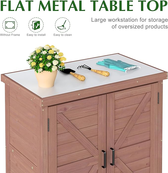 Outdoor Storage Cabinet & Potting Bench Table - Image 3