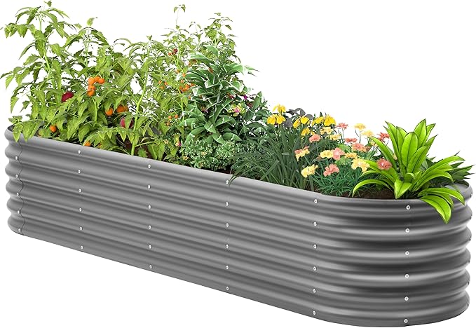 Galvanized Raised Garden Bed, Outdoor Planter Bed, Metal Planter Box by Besebay