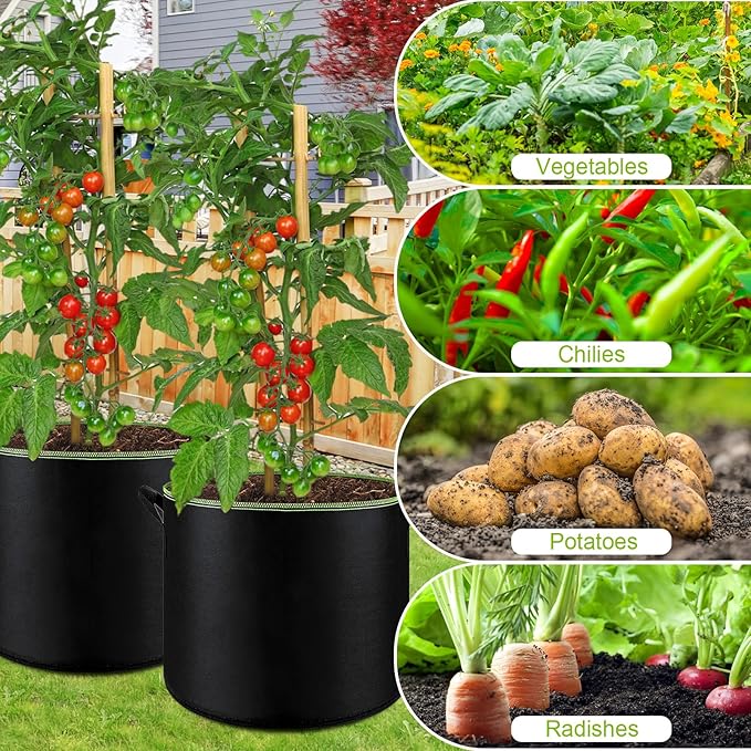 6-Pack 10 Gallon Grow Bags - 300G Heavy Duty Aeration Fabric Pots - Image 6