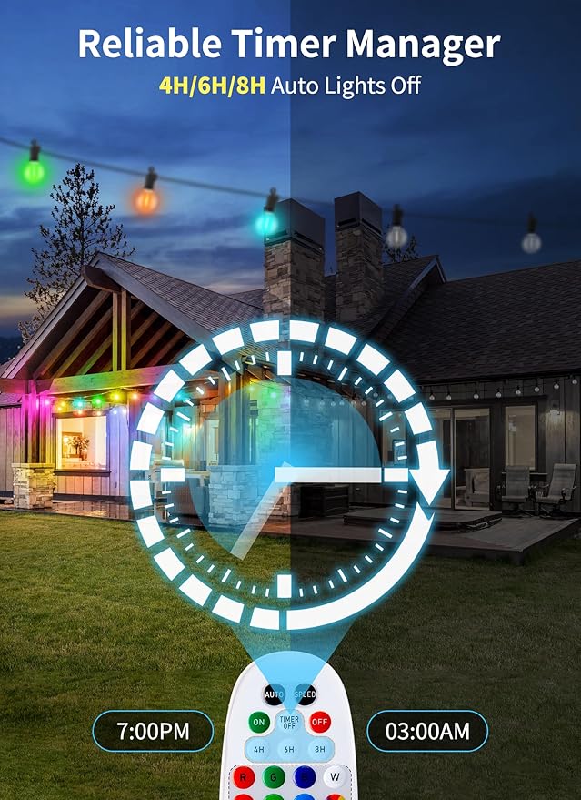 Brightown RGBW Outdoor String Lights, 58FT LED Patio Lights - Image 4