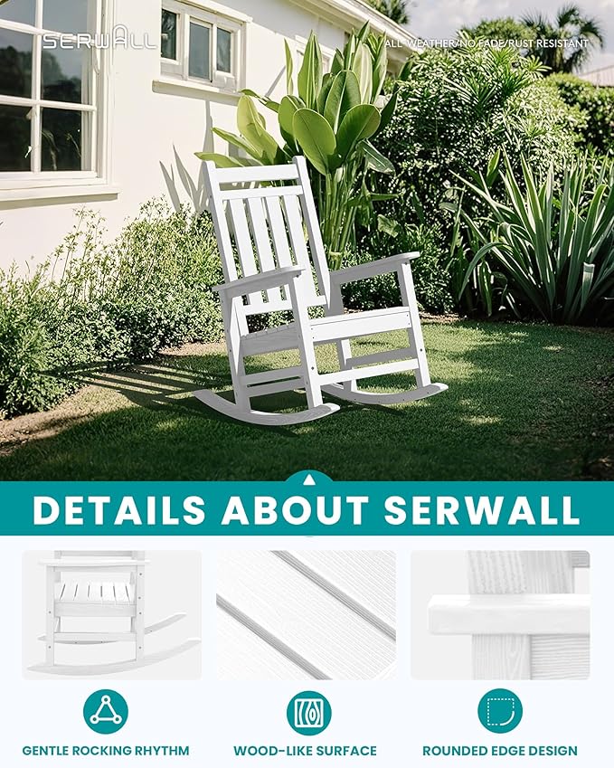SERWALL Oversized Rocking Chair, Outdoor Rocking Chair - Image 5