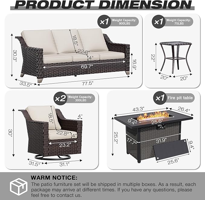 Joyside Wicker Patio Furniture Sets, 5 Pieces Upgraded Large Size Outdoor - Image 2