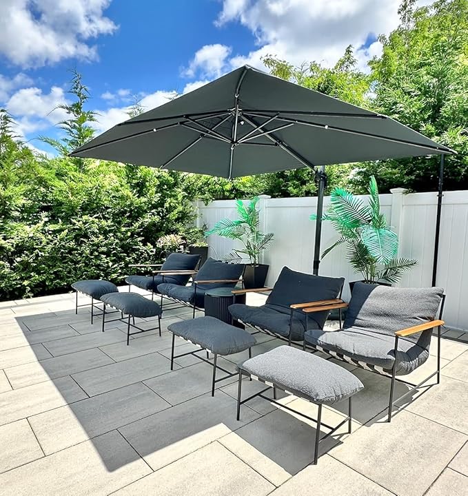 PURPLE LEAF 9' X 11.5' Patio Umbrella Outdoor Cantilever Rectangle Umbrella - Image 3