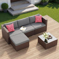 Aiho 5 Pieces Patio Furniture Set All-Weather Outdoor Wicker Sectional Patio by AIHO