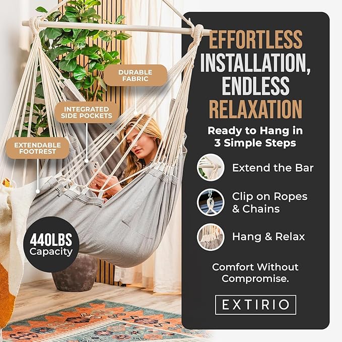 Hanging Hammock Chair Swing – Hanging Chair Outdoor & Indoor - Image 4