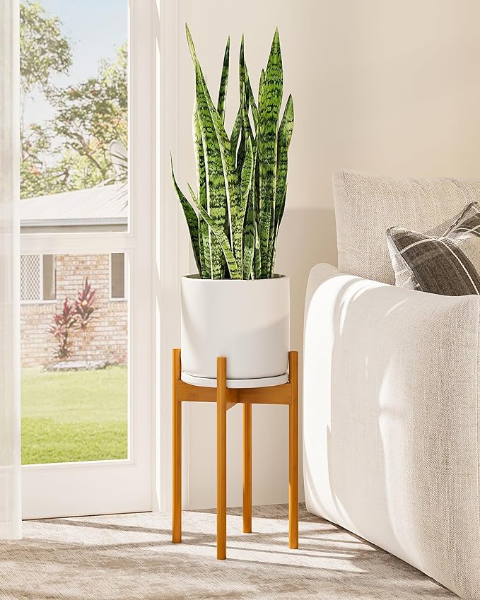 Adjustable Plant Stand Indoor, Bamboo Plant Stand Fits 8 9 10 11 12 Inches by Gentingbro