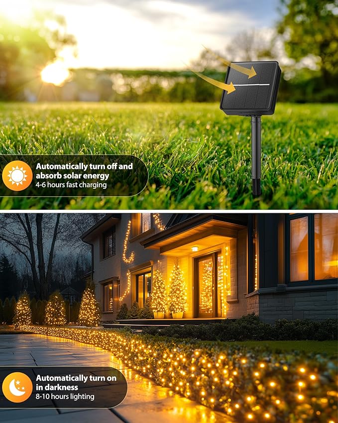 Brightown 2 Pack Solar String Lights Outdoor Waterproof, 92Ft 240 LED Solar - Image 3