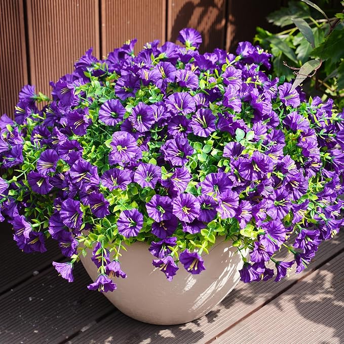Artificial Flowers for Outdoors, UV Resistant Fake Silk Morning Glory, by maxkes