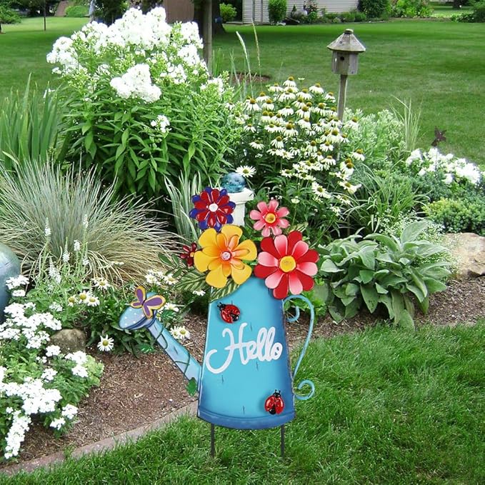 hogardeck Garden Decor for Outside, Metal Watering Can Decorative Garden Stakes - Image 8