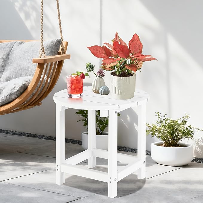LZRS Round Adirondack Patio Side Table End Table, Outdoor Side Tables - Image 5