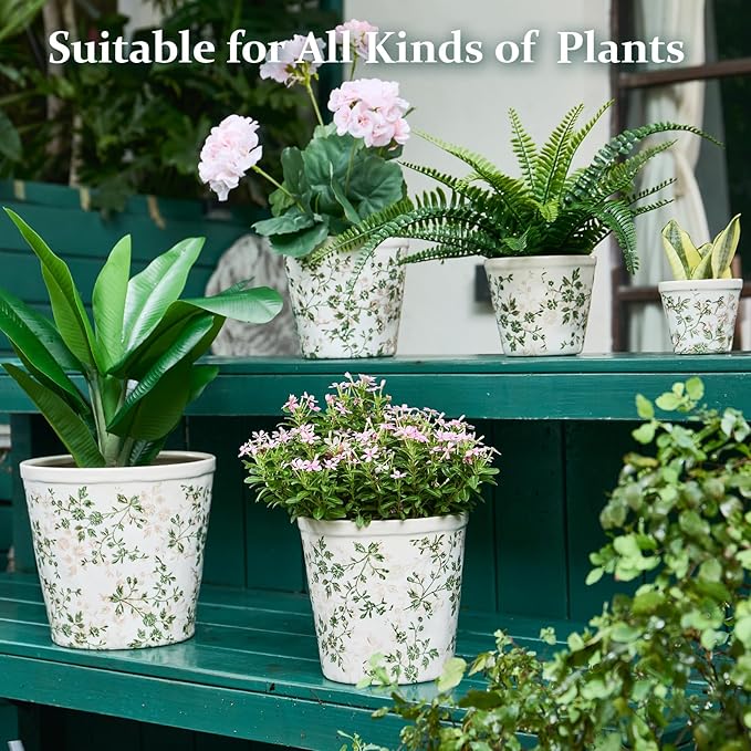 Ceramic Planter with Drainage Hole, Plastic Tray & Mesh, 6 Inch - Image 8