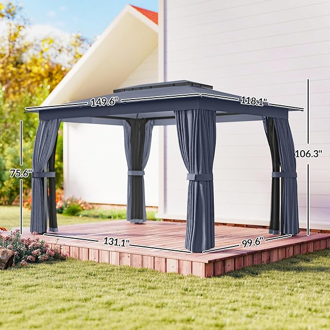 Outsunny 10' x 12' Outdoor Patio Gazebo, Heavy Duty Gazebo Canopy Shelter - Image 7