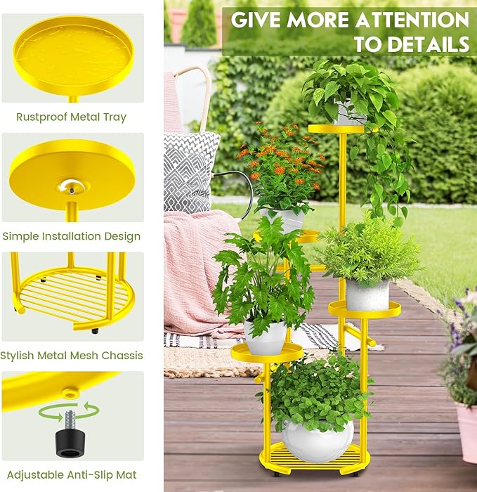 TOSKING 5 Tier Metal Plant Stand Indoor， Plant Shelf, Corner Shelf Flower Pot - Image 8