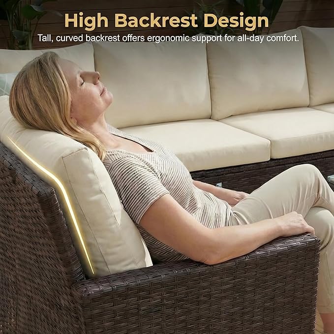 Wisteria Lane 7 Piece Patio Furniture Set, High Curved Back Wicker Patio - Image 5