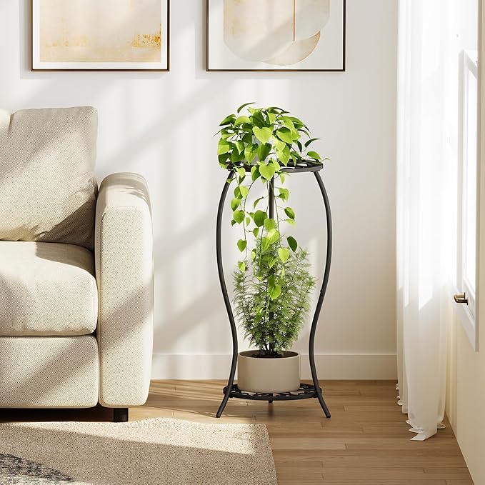 Plant Stand Indoor Outdoor, 2 Tier Metal Tall Plant Stand, Flower Pot Stand - Image 2