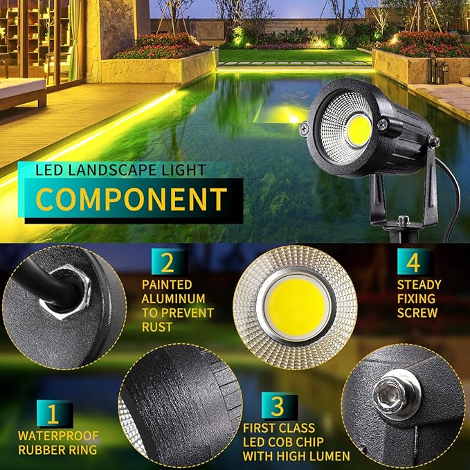 LED Landscape Lights, 5W 120V AC Outdoor Pathway Garden Yard Spotlight - Image 2
