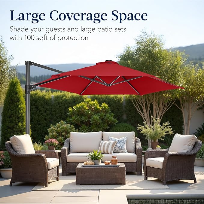 Best Choice Products 10ft Offset Cantilever Hanging Market Patio Umbrella - Image 4