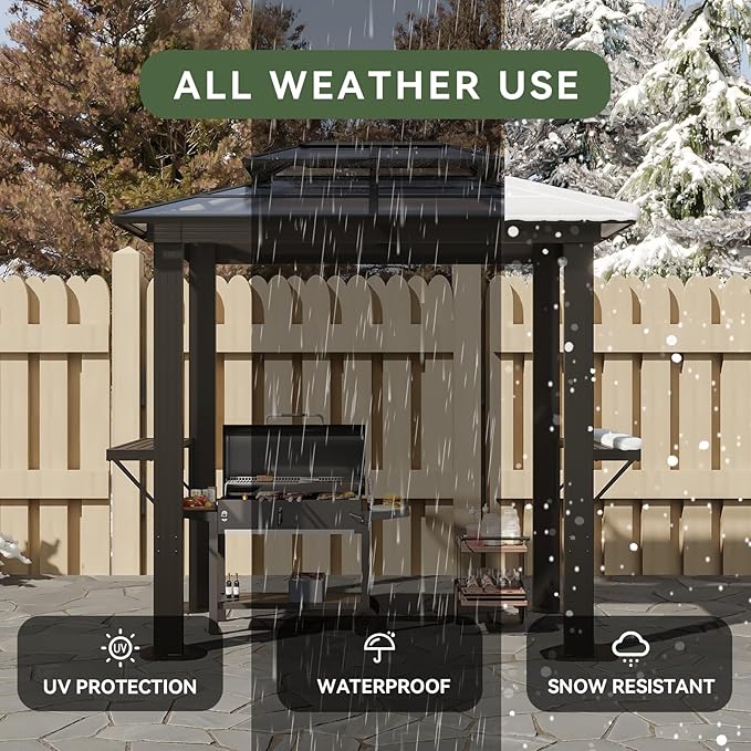 Aoxun Grill Gazebo 8 x 5FT, Outdoor Barbecue Gazebo - Image 5
