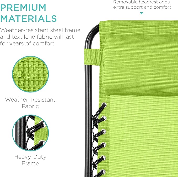 Best Choice Products Set of 2 Adjustable Steel Mesh Zero Gravity Lounge Chair - Image 7
