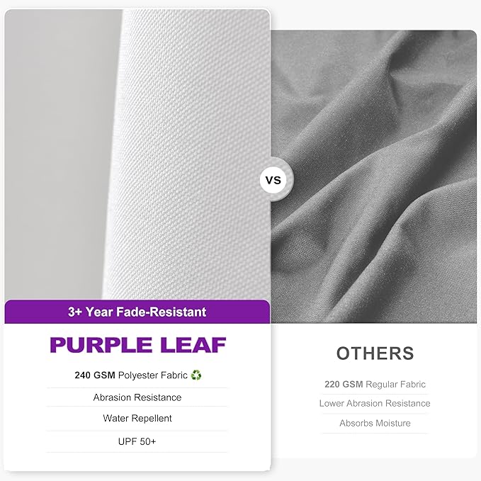 PURPLE LEAF 10 Feet Patio Umbrella Outdoor Cantilever Solar Powered LED Swivel - Image 5