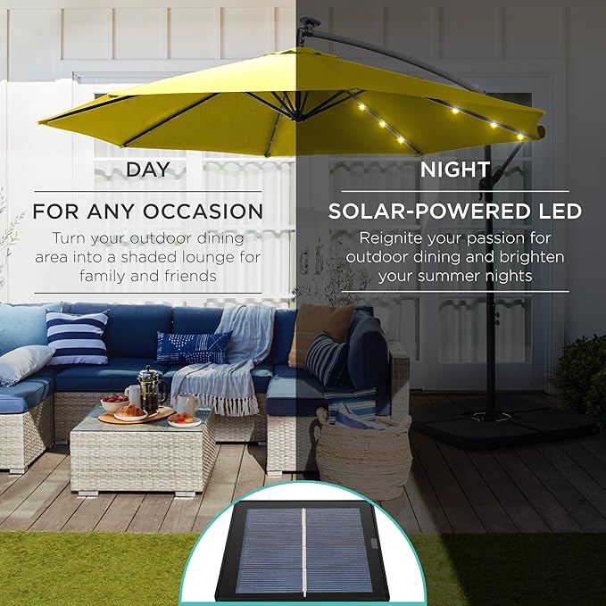 Best Choice Products 10ft Solar LED Offset Cantilever Hanging Market Patio - Image 3