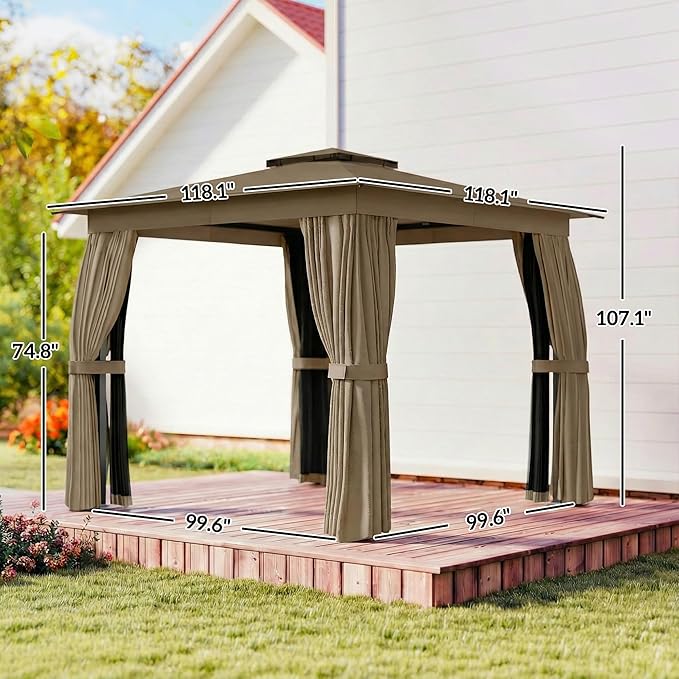Outsunny 10' x 10' Outdoor Patio Gazebo, Heavy Duty Gazebo Canopy Shelter - Image 7