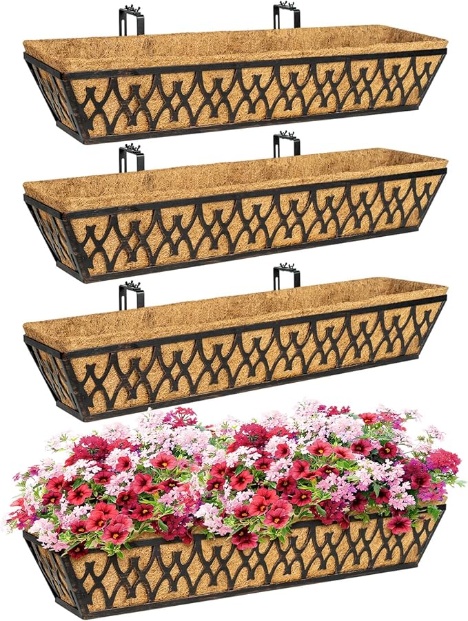 4 Pack 30 Inch Window Boxes Planters Railing Planter Box by KarlliuHOMEGARDEN