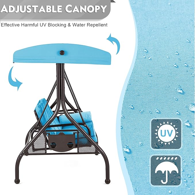 HOMREST 3 Seat Outdoor Porch Swing - Image 2
