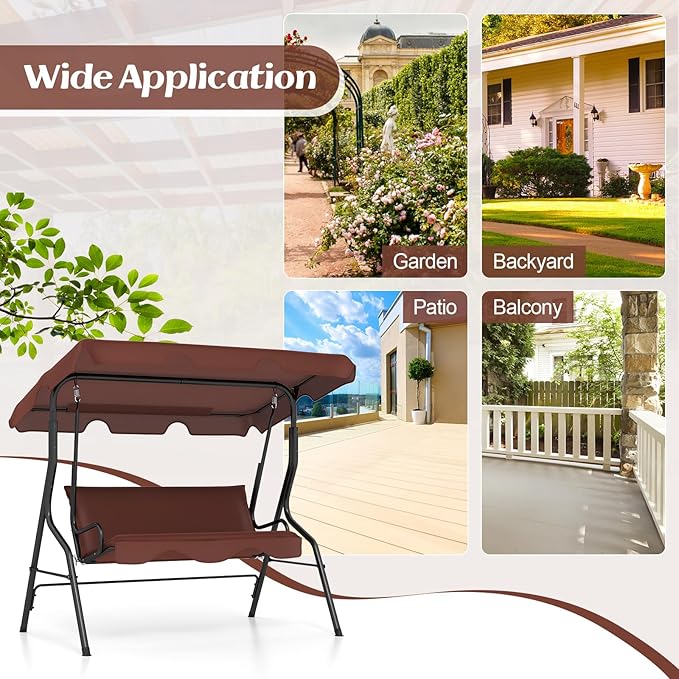 Tangkula 3 Person Porch Swing, Patio Swing - Image 8