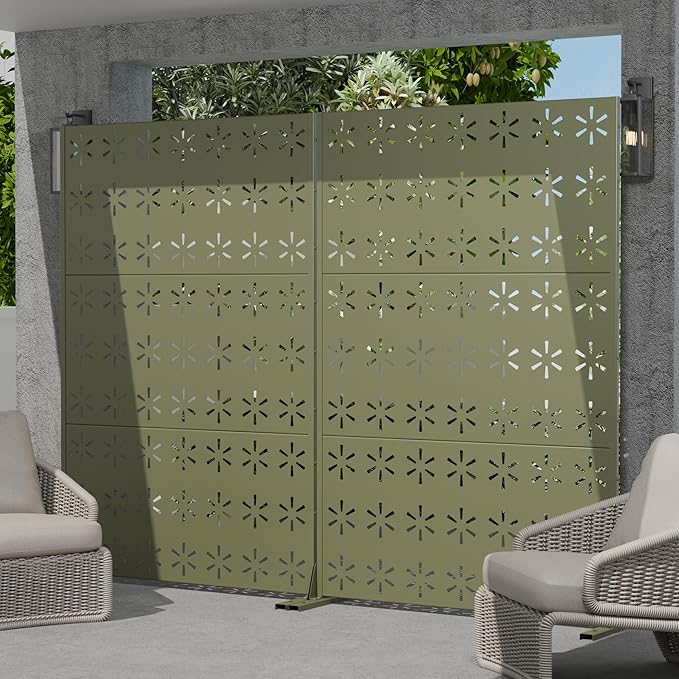 Casaphoria Metal Privacy Screen Outdoor, Light Green-Star - Image 3