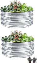 2 Pcs 2x2X1 FT Round Galvanized Raised Garden Bed Kit, Metal Raised Box by Gartist