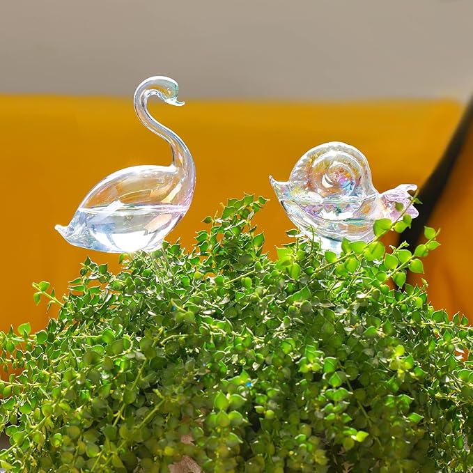 NiHome Glass Plant Self Watering Bulbs 3-Pack Iridescent Pearl Home Potted - Image 2