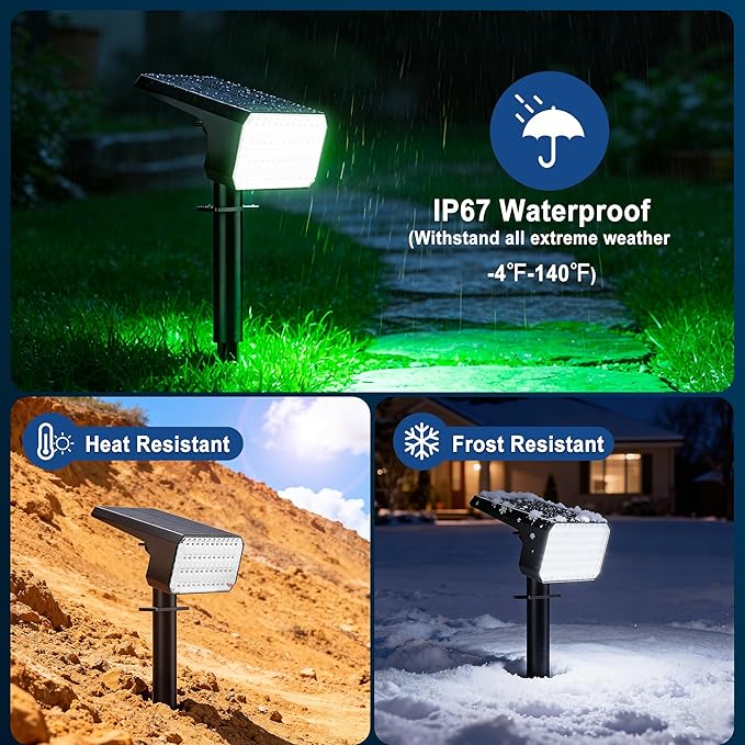 LANSOW 12 Pack Solar Spot Lights Outdoor Color Changing, 7 Modes Waterproof - Image 5