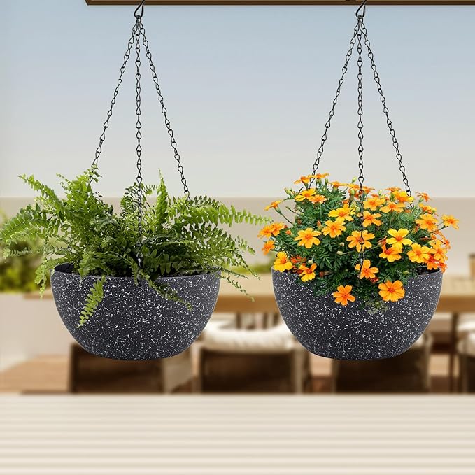 12 inch Large Hanging Planters for Indoor Outdoor Plants, 2 Pack Hanging Flower - Image 6