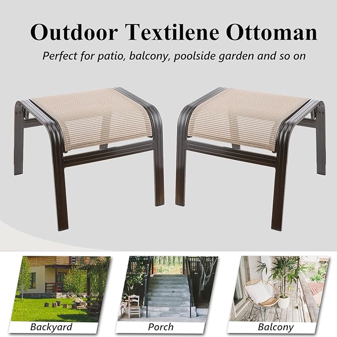 Outdoor Footstools Metal Patio Chairs Outdoor Ottoman Furniture Outside - Image 5